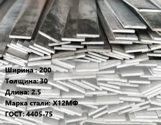 Полоса стальная 200х30 L=2.5 Сталь: Х12МФ ГОСТ: 4405-75